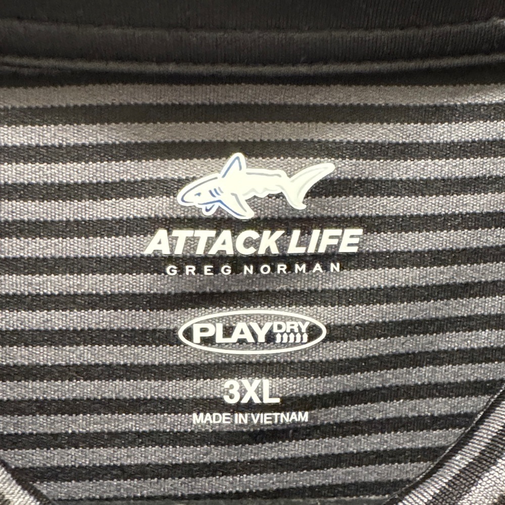 Attack Life by Greg Norman Navy Striped Polo Shirt. 3X. Worn once! - Picture 2 of 4